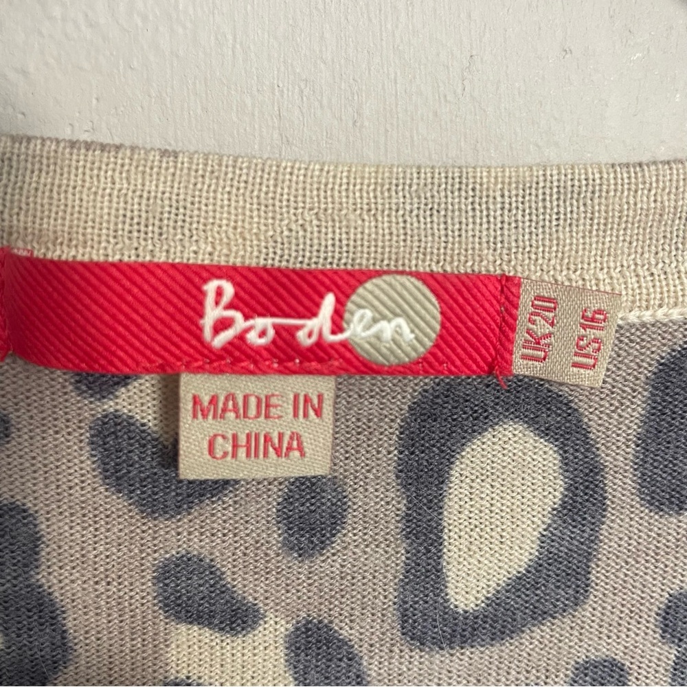 Boden 100% wool Animal print button cardigan sweater - Picture 7 of 8